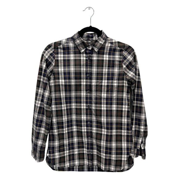 J Crew Womens 00 Perfect Fit Button Down Stewart Plaid Blue Red Yellow - Picture 1 of 6